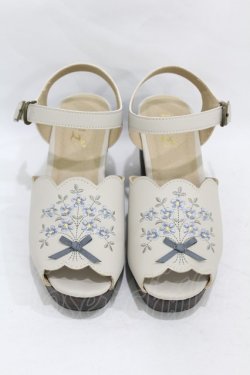 画像1: Fi.n.t / ブーケ刺繍ウッドライクソールサンダル M/23.5cm IVORY×BL H-25-08-06-1001-CA-SH-NS-ZH
