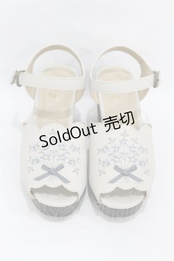 画像1: Fi.n.t / ブーケ刺繍ウッドライクソールサンダル M/23.5cm IVORY×BL H-25-08-06-1001-CA-SH-NS-ZH