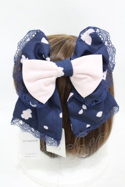 画像2: axes femme kawaii / 桜柄リボンバレッタ  ネイビー H-25-08-06-1003-AX-AC-NS-ZH