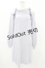 axes femme / Ｗ編み上げニットチュニック M サックス H-25-08-06-1048-AX-OP-NS-ZH