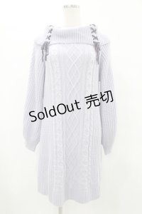 axes femme / Ｗ編み上げニットチュニック M サックス H-25-08-06-1048-AX-OP-NS-ZH
