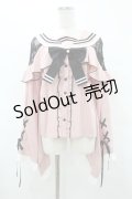 To Alice / フリルセーラー和袖ブラウス S ピンク H-25-08-06-1049-LO-BL-NS-ZH