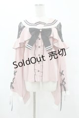 To Alice / フリルセーラー和袖ブラウス S ピンク H-25-08-06-1049-LO-BL-NS-ZH