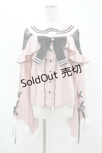 To Alice / フリルセーラー和袖ブラウス S ピンク H-25-08-06-1049-LO-BL-NS-ZH