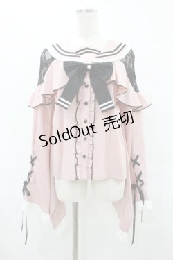 画像1: To Alice / フリルセーラー和袖ブラウス S ピンク H-25-08-06-1049-LO-BL-NS-ZH