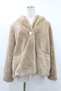 axes femme / フード付きファーコート M キャメル H-25-08-06-1056-AX-CO-NS-ZT-C068