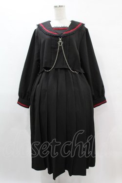 画像1: DearMyLoveWhip / 闇学園チェーンセーラーワンピース 5L ブラック H-25-08-06-1019-0-OP-NS-ZH