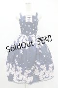 axes femme kawaii / 桜柄ジャンパースカート M ネイビー H-25-08-06-1028-AX-OP-NS-ZH