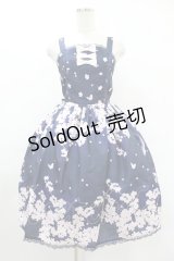 axes femme kawaii / 桜柄ジャンパースカート M ネイビー H-25-08-06-1028-AX-OP-NS-ZH