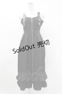 DearMyLove / 合皮ベルトZIPジャンパースカート M ブラック H-25-08-06-1029-EL-OP-NS-ZH