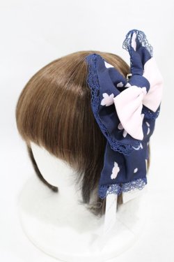 画像1: axes femme kawaii / 桜柄リボンバレッタ  ネイビー H-25-08-06-1003-AX-AC-NS-ZH