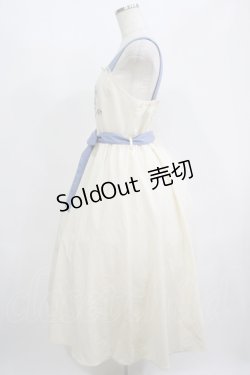 画像2: axes femme / リボンフラワー刺繍ジャンスカ M 生成り/ブルー H-25-08-06-006-AX-OP-NS-ZH