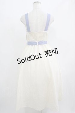 画像3: axes femme / リボンフラワー刺繍ジャンスカ M 生成り/ブルー H-25-08-06-006-AX-OP-NS-ZH