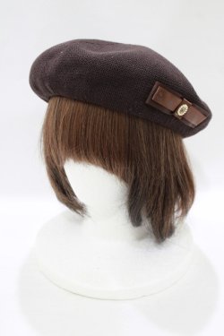 画像1: m petit by misako / NINA'SAM カメオベレー  ブラウン H-25-08-06-072-LO-AC-NS-ZH
