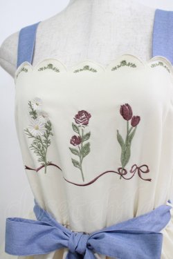 画像4: axes femme / リボンフラワー刺繍ジャンスカ M 生成り/ブルー H-25-08-06-006-AX-OP-NS-ZH