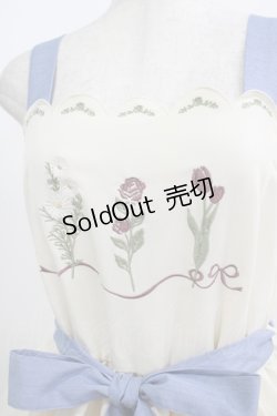 画像4: axes femme / リボンフラワー刺繍ジャンスカ M 生成り/ブルー H-25-08-06-006-AX-OP-NS-ZH