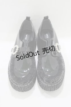 画像1: DearMyLove / 厚底メイドフリルシューズ 24.5cm ブラックエナメル H-25-08-06-078-EL-SH-NS-ZH