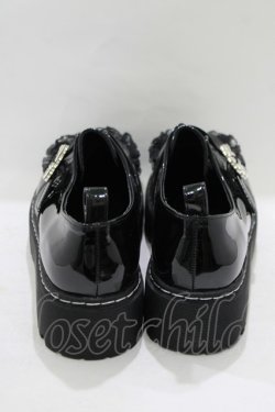 画像3: DearMyLove / 厚底メイドフリルシューズ 24.5cm ブラックエナメル H-25-08-06-078-EL-SH-NS-ZH