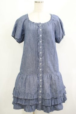 画像1: PINK HOUSE / ピンタックダンガリーワンピース Free ブルー H-25-08-06-018-LO-OP-NS-ZH