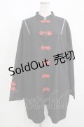 REFLEM / ショルダーZIPチャイナシャツ  黒×赤 H-25-08-07-031-PU-BL-KB-ZH