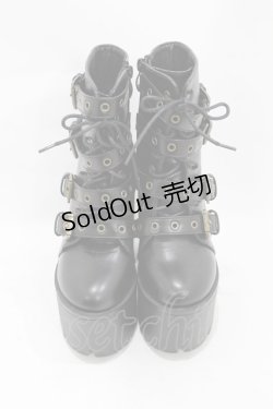 画像1: NieR Clothing / ベルトブーツ EU35(約22.5) ブラック H-25-08-07-1001-PU-SH-KB-ZH