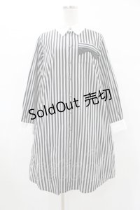 ネバアランド / リボンシャツワンピース  灰×黒 H-25-08-07-1040-LO-OP-KB-ZH