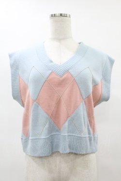 画像1: MILK / アーガイルミニベスト  サックスベース H-25-08-07-1047-ML-TO-KB-ZH
