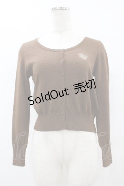 画像1: Emily Temple cute / ハートロゴ刺繍ラメニットカーディガン  ブラウン H-25-08-07-1051-ET-TO-KB-ZH