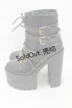 画像2: NieR Clothing / ベルトブーツ EU35(約22.5) ブラック H-25-08-07-1001-PU-SH-KB-ZH