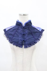Ozz oneste / チャイナボタンつけ襟  紺 H-25-08-07-1016-OO-ZA-KB-ZH