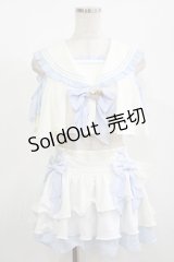 To Alice / セーラーフリルビキニ M オフ/サックス H-25-08-08-035-LO-OP-NS-ZH
