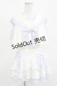 To Alice / セーラーフリルビキニ M オフ/サックス H-25-08-08-035-LO-OP-NS-ZH