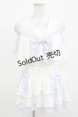 画像1: To Alice / セーラーフリルビキニ M オフ/サックス H-25-08-08-035-LO-OP-NS-ZH