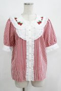 Amavel / Strawberry Farmフリルブラウス Free レッド H-25-08-08-043-CA-BL-NS-ZH