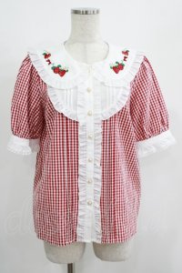 Amavel / Strawberry Farmフリルブラウス Free レッド H-25-08-08-043-CA-BL-NS-ZH