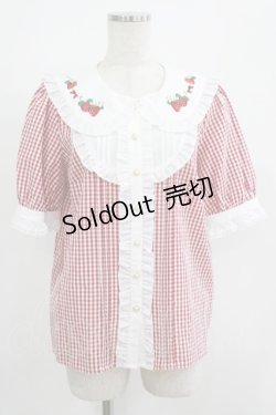 画像1: Amavel / Strawberry Farmフリルブラウス Free レッド H-25-08-08-043-CA-BL-NS-ZH