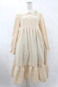 FLC / 星名桜子/ギンガムチェックワンピース L ベージュ H-25-08-08-1030-0-OP-NS-ZH