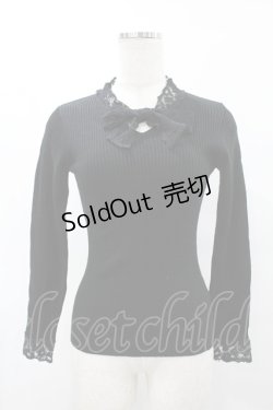 画像1: F&A / レースボウタイリブニットプルオーバー Free BLACK H-25-08-08-1046-LO-TO-NS-ZH