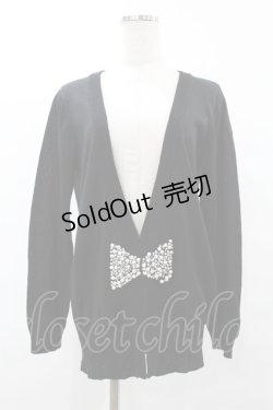 画像1: an another angelus / パールリボンカーディガン Free ブラック H-25-08-08-1047-CA-TO-NS-ZH