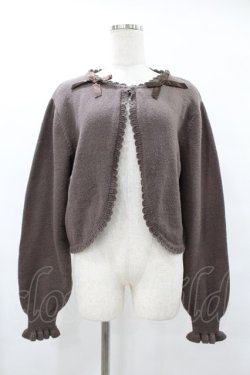画像1: m petit by misako / リボンニットボレロ LL チャコール H-25-08-08-1049-LO-TO-NS-ZH