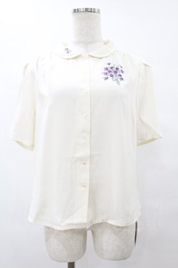 画像1: an another angelus / スミレ刺繍シャツブラウス Free OFFWHITE H-25-08-08-1059-CA-BL-NS-ZH
