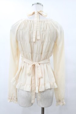 画像2: metamorphose / 胸元ギャザー長袖ブラウス Free 生成り H-25-08-08-1062-ME-BL-NS-ZH
