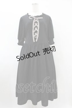 画像1: m petit by misako / AMレースアップワンピース 3L ブラック H-25-08-08-1018-LO-OP-NS-ZH
