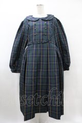 FLC / MINA*タータンチェックワンピース 3L グリーン H-25-08-08-1021-0-OP-NS-ZH
