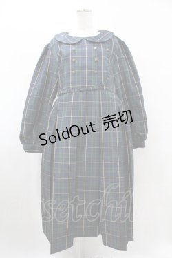画像1: FLC / MINA*タータンチェックワンピース 3L グリーン H-25-08-08-1021-0-OP-NS-ZH