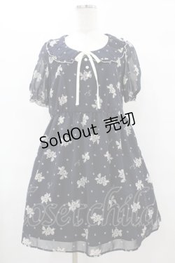 画像1: Fi.n.t / ロゴプリントシフォンワンピース Free NAVY H-25-08-08-1022-CA-OP-NS-ZH