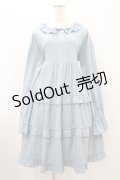 FLC / 皆方由衣コラボ/ティアードフリルワンピース M サックス H-25-08-08-1024-0-OP-NS-ZH