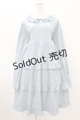 FLC / 皆方由衣コラボ/ティアードフリルワンピース M サックス H-25-08-08-1024-0-OP-NS-ZH