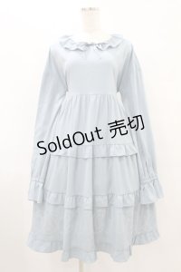 FLC / 皆方由衣コラボ/ティアードフリルワンピース M サックス H-25-08-08-1024-0-OP-NS-ZH