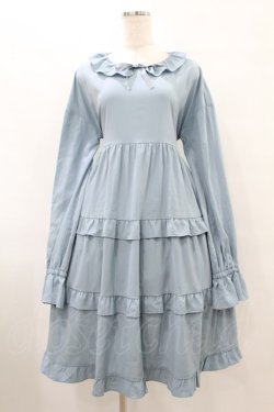 画像1: FLC / 皆方由衣コラボ/ティアードフリルワンピース M サックス H-25-08-08-1024-0-OP-NS-ZH